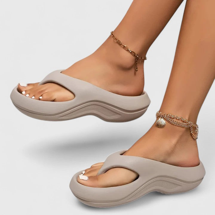 Seraphine lightweight EVA slide sandals - styled view