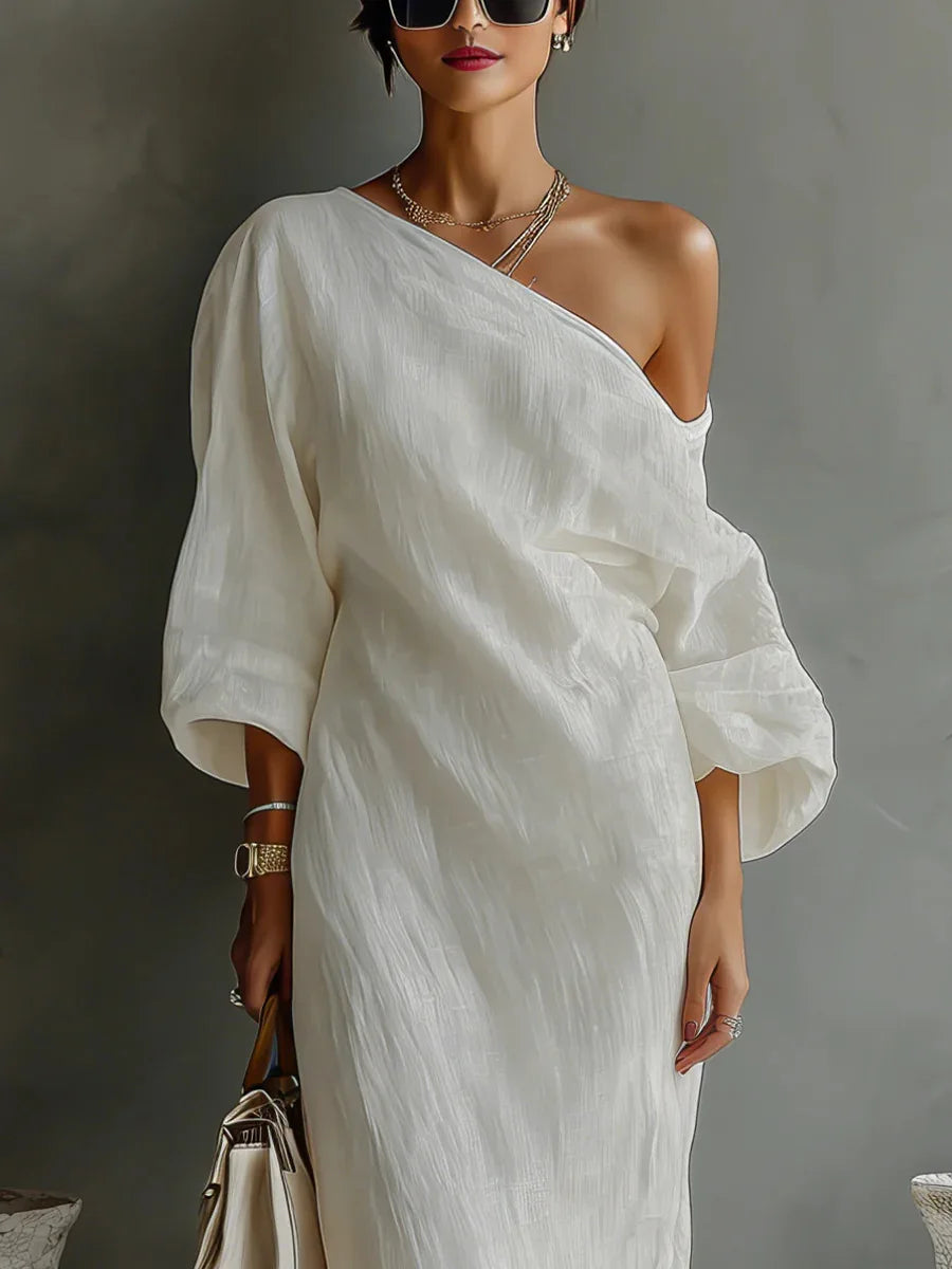 Sheila one shoulder maxi dress - side view