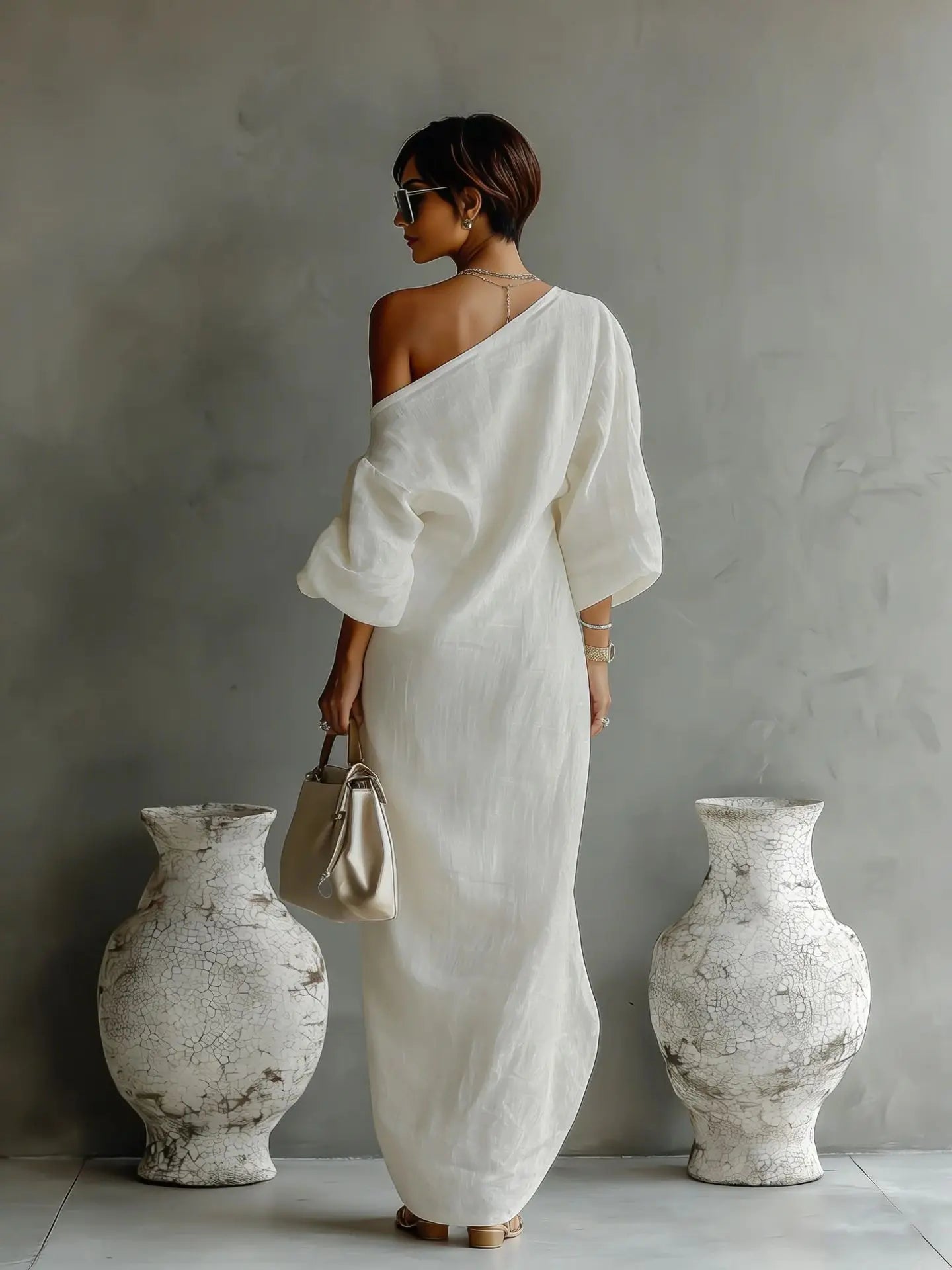 Sheila one shoulder maxi dress - back view