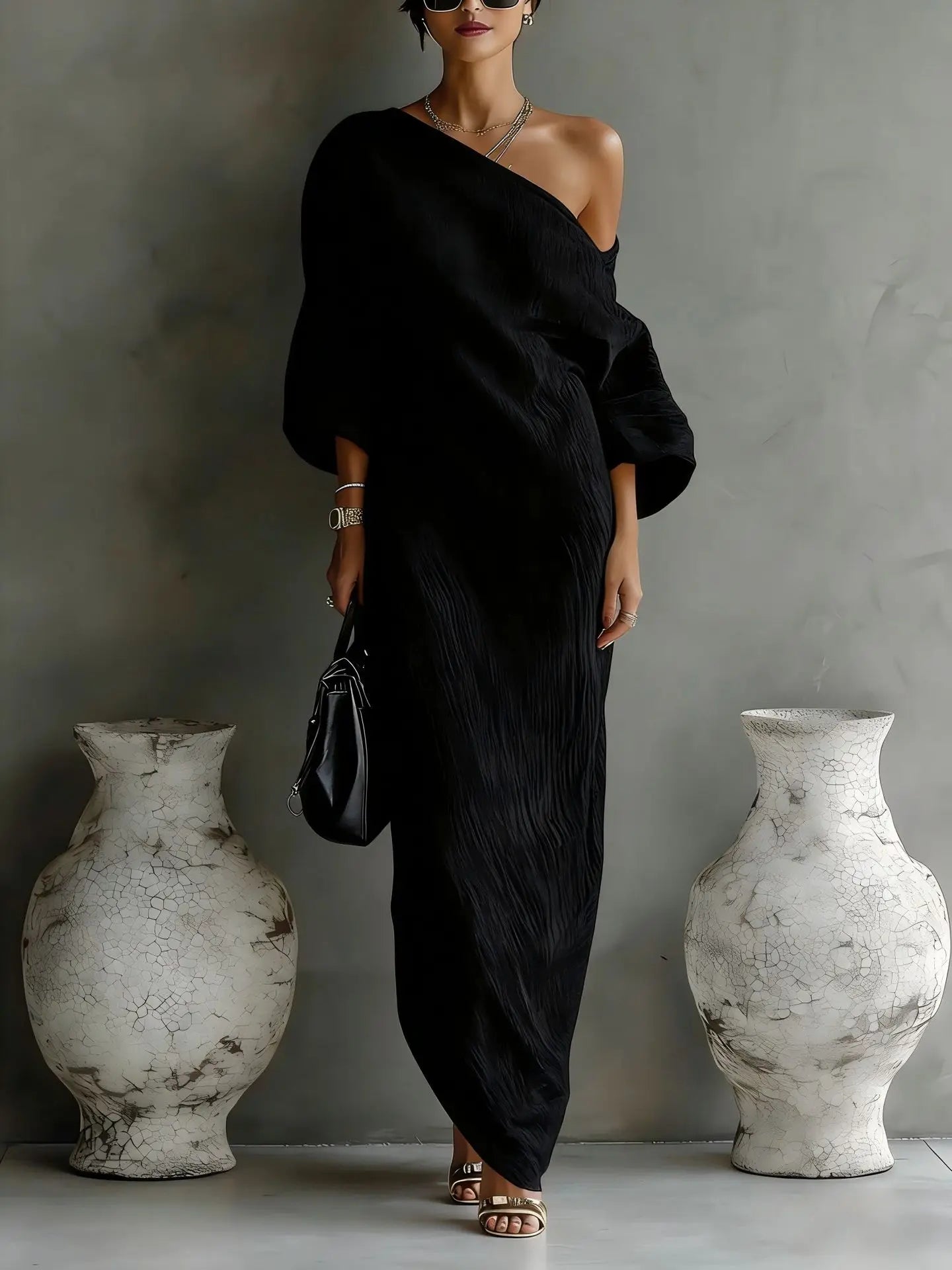 Sheila one shoulder maxi dress - full look