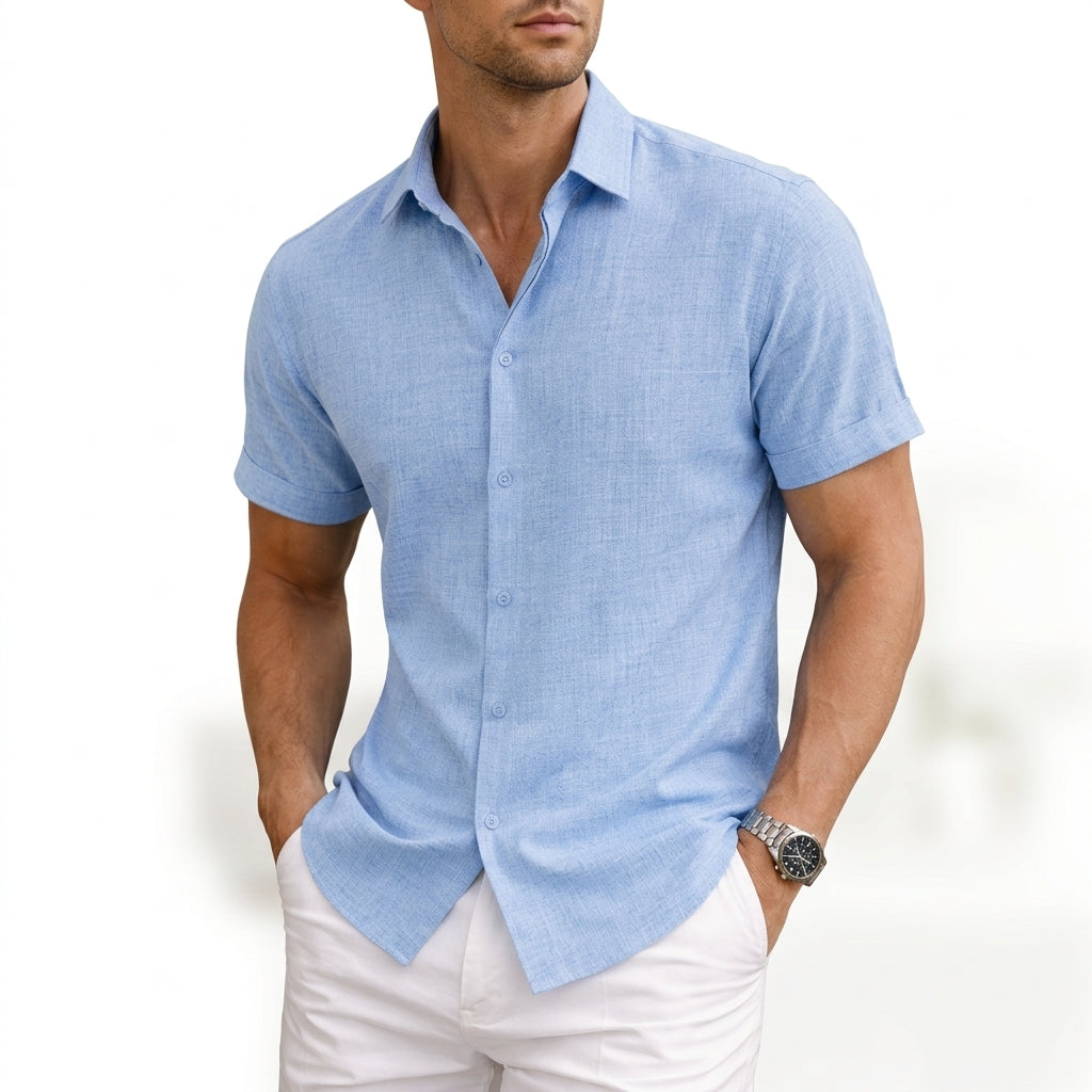 Silas cotton button henley - front view