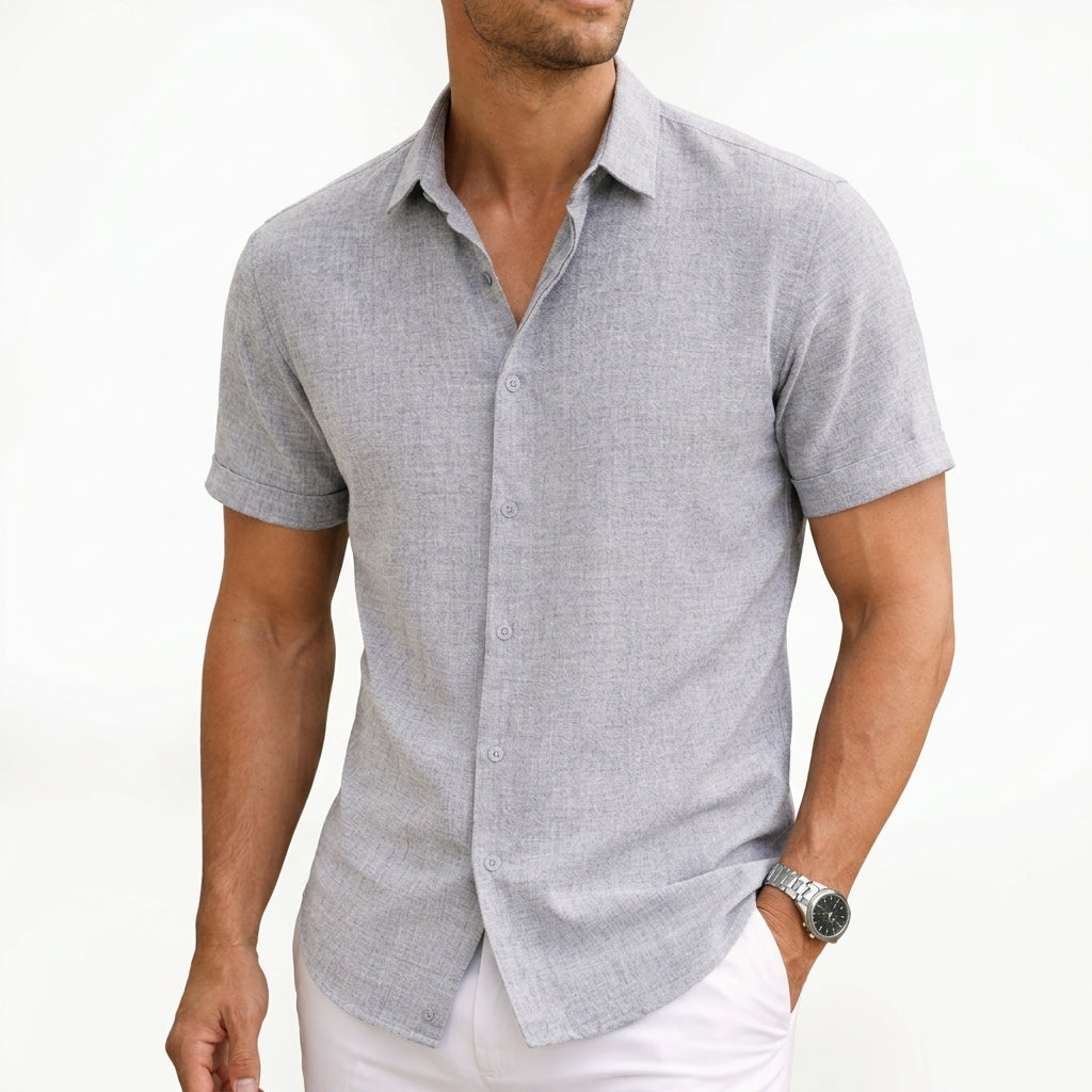 Silas cotton button henley - back view