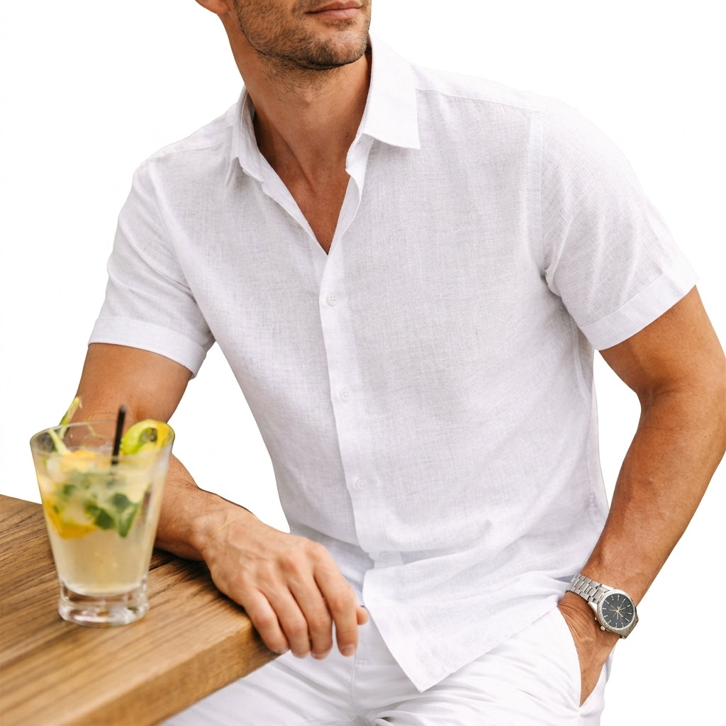 Silas cotton button henley - detail view
