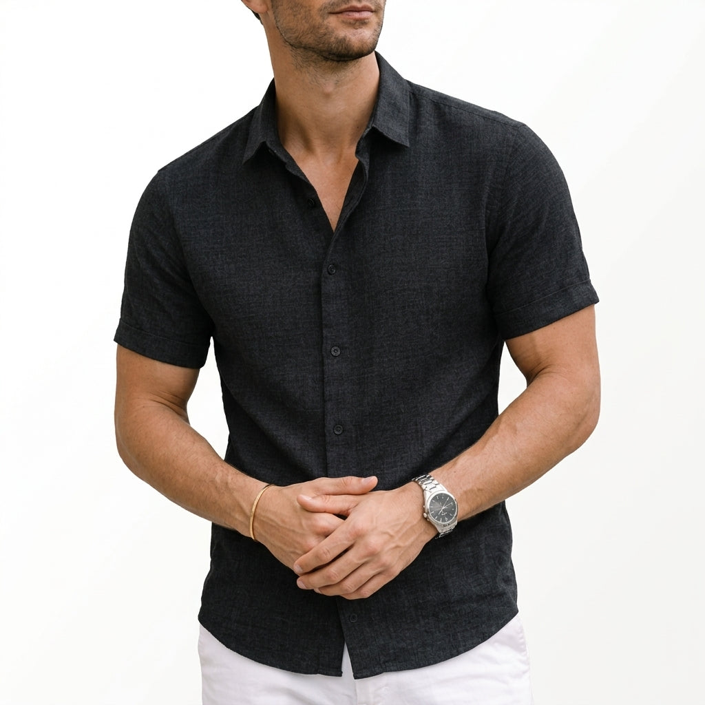 Silas cotton button henley - styled view