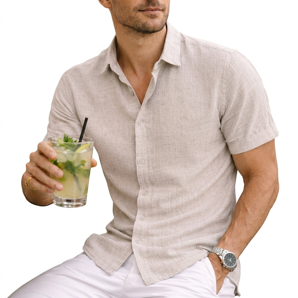 Silas cotton button henley - styled view