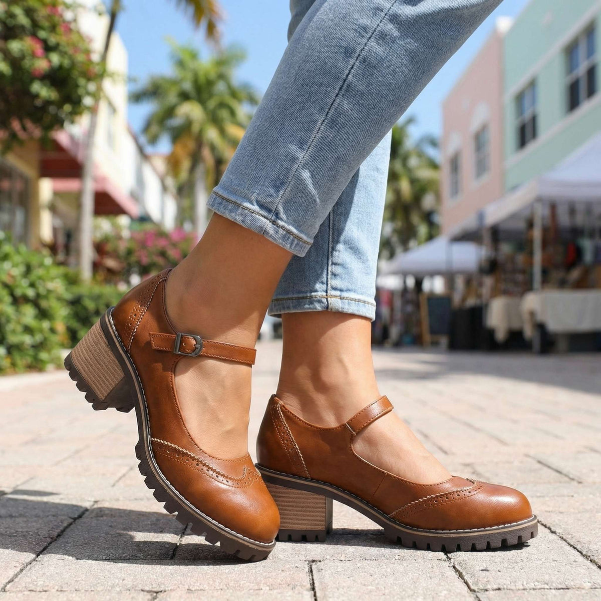 Silvana T-strap heels - side view