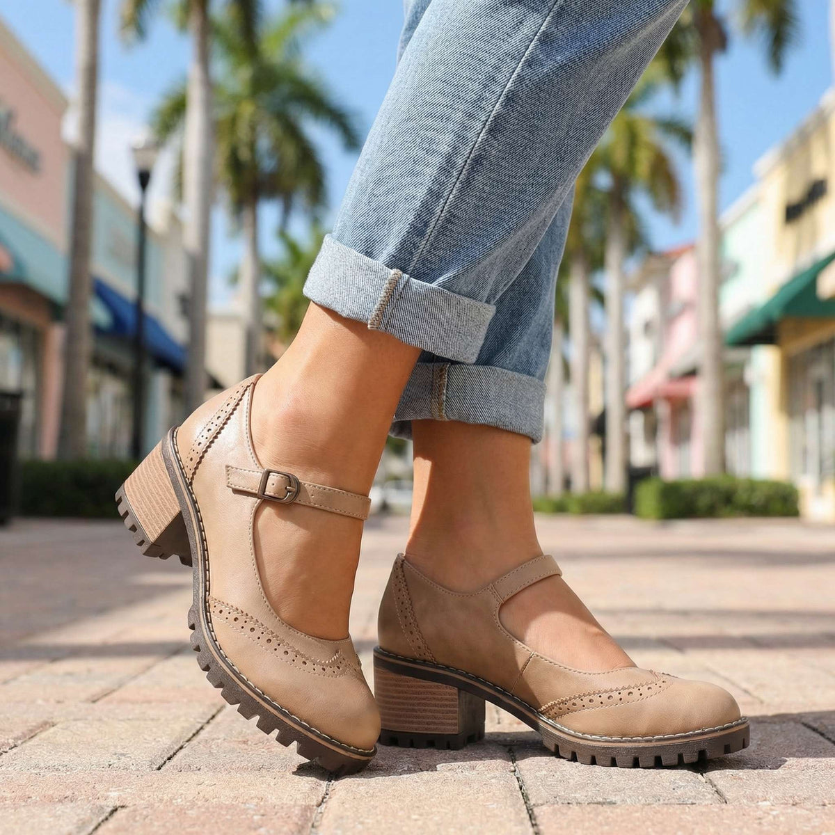 Silvana T-strap heels - back view