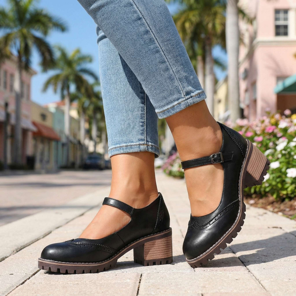 Silvana T-strap heels - detail view
