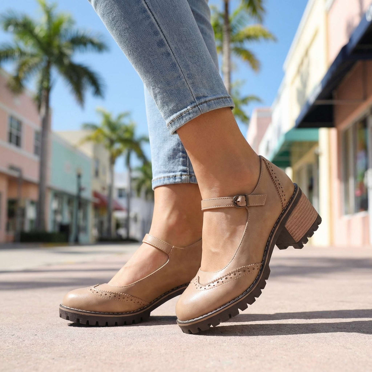 Silvana T-strap heels - styled view
