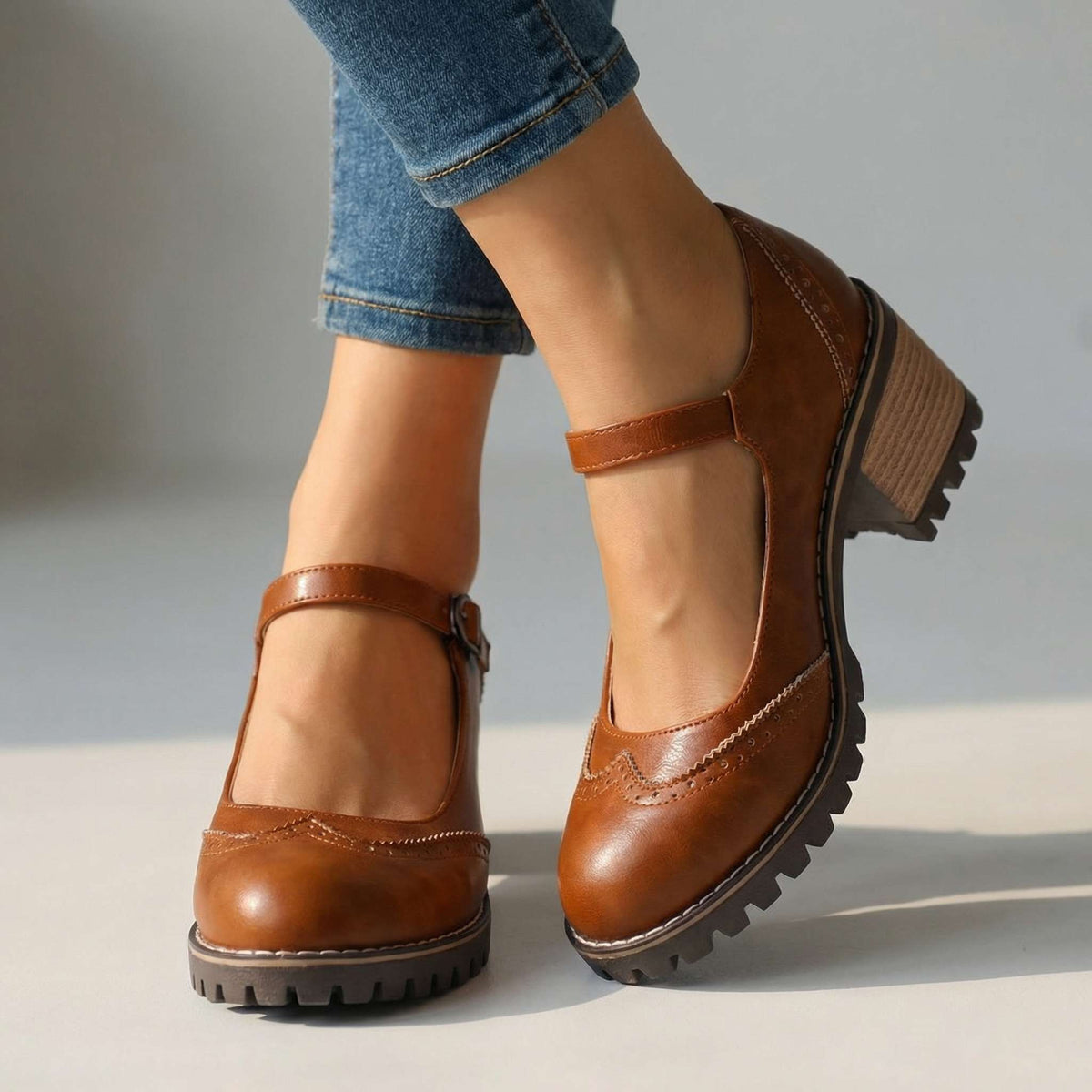 Silvana T-strap heels - styled view