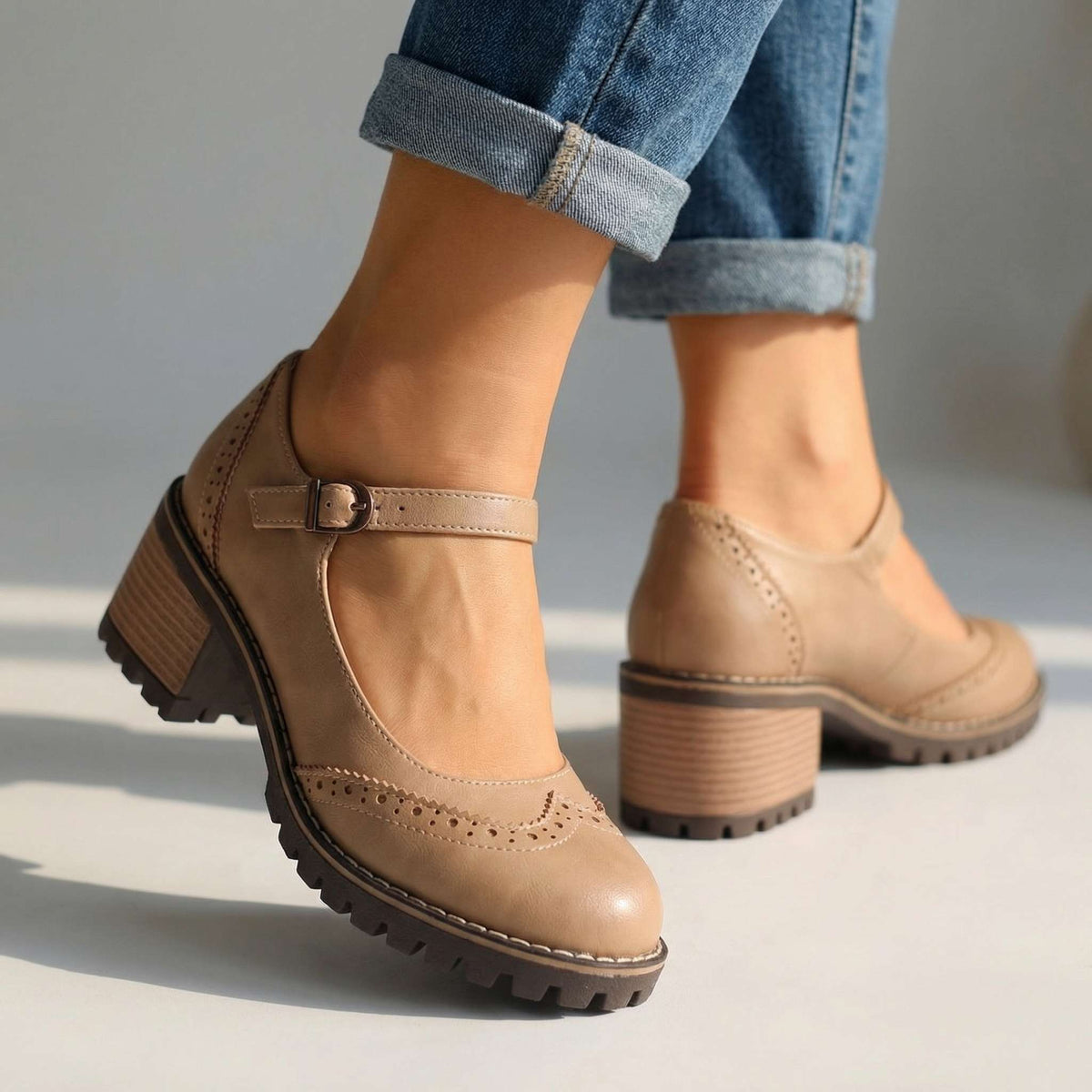 Silvana T-strap heels - styled view
