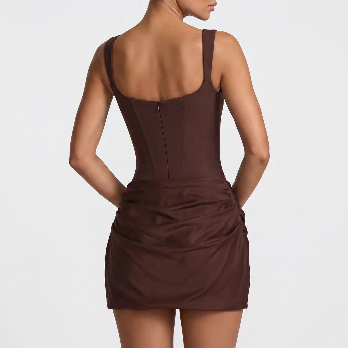 Solveig draped satin mini dress - additional angle 1