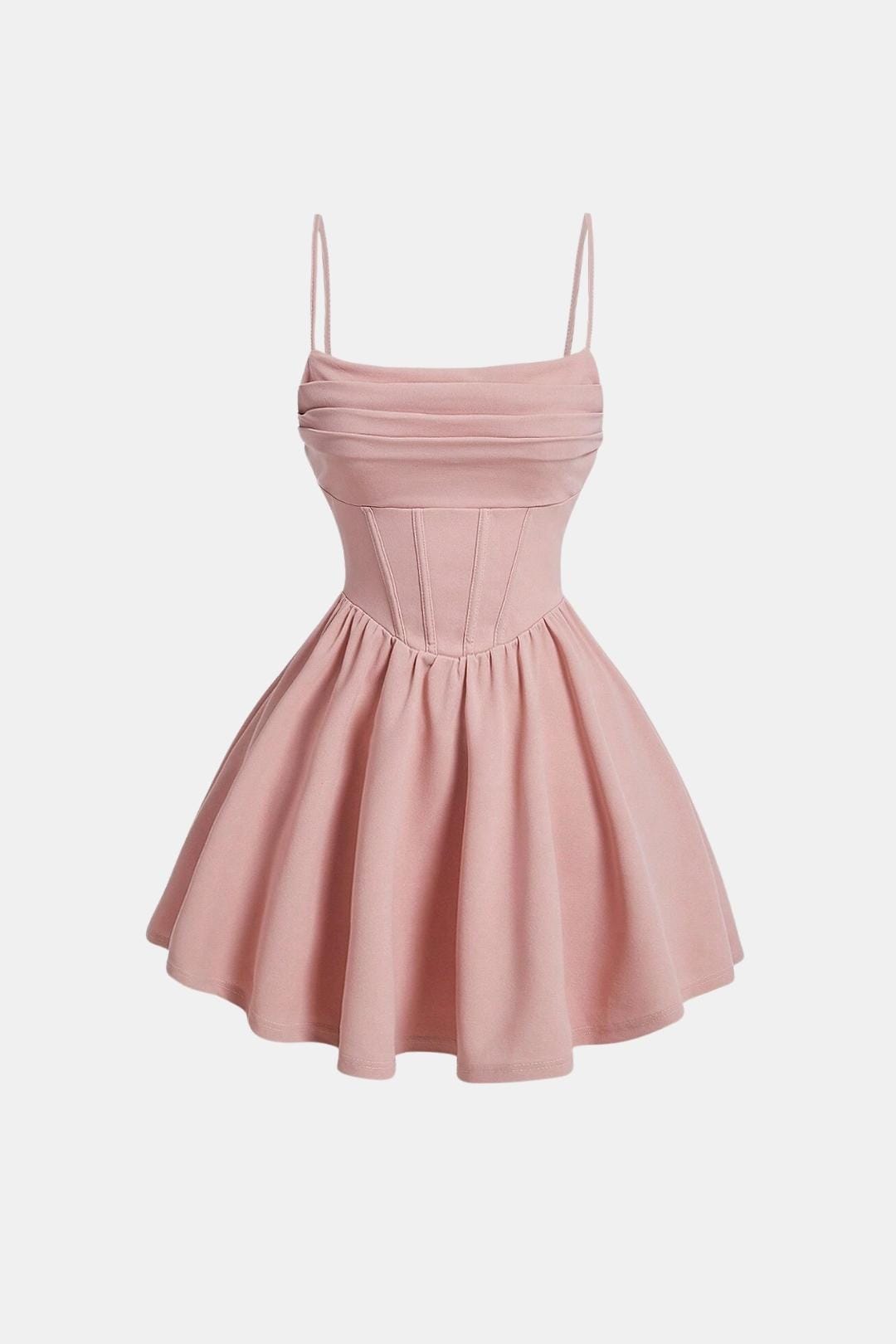 Pink dress with thin straps on a white background