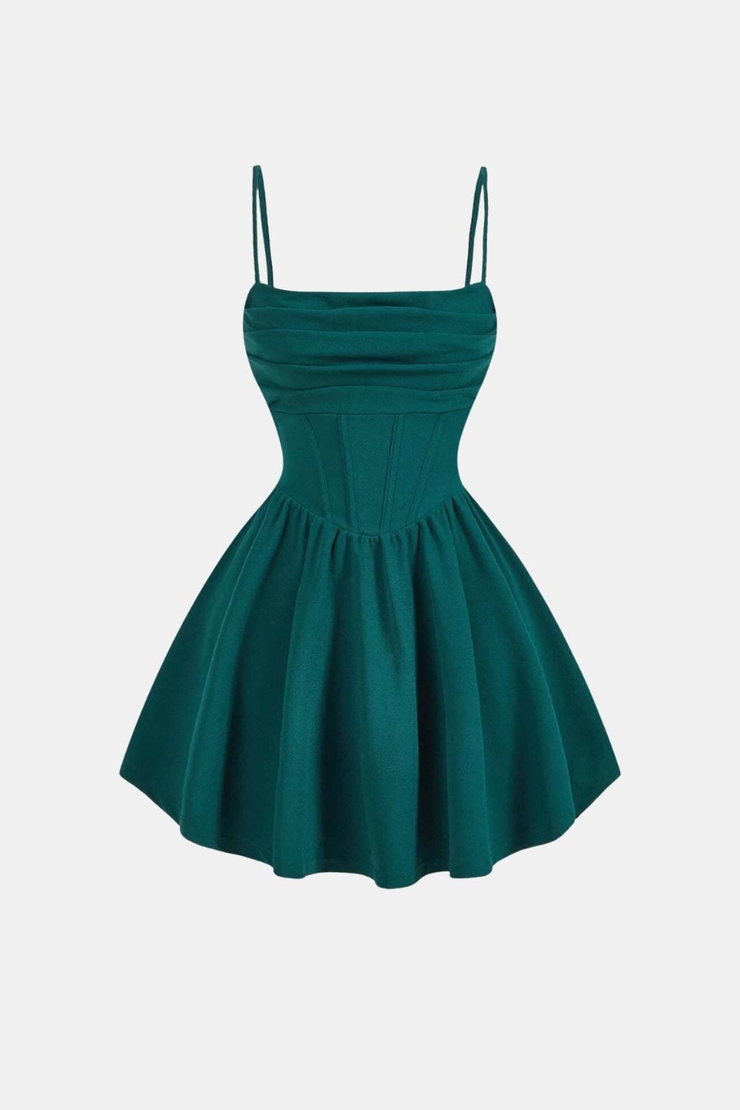 Green dress with thin straps on a white background