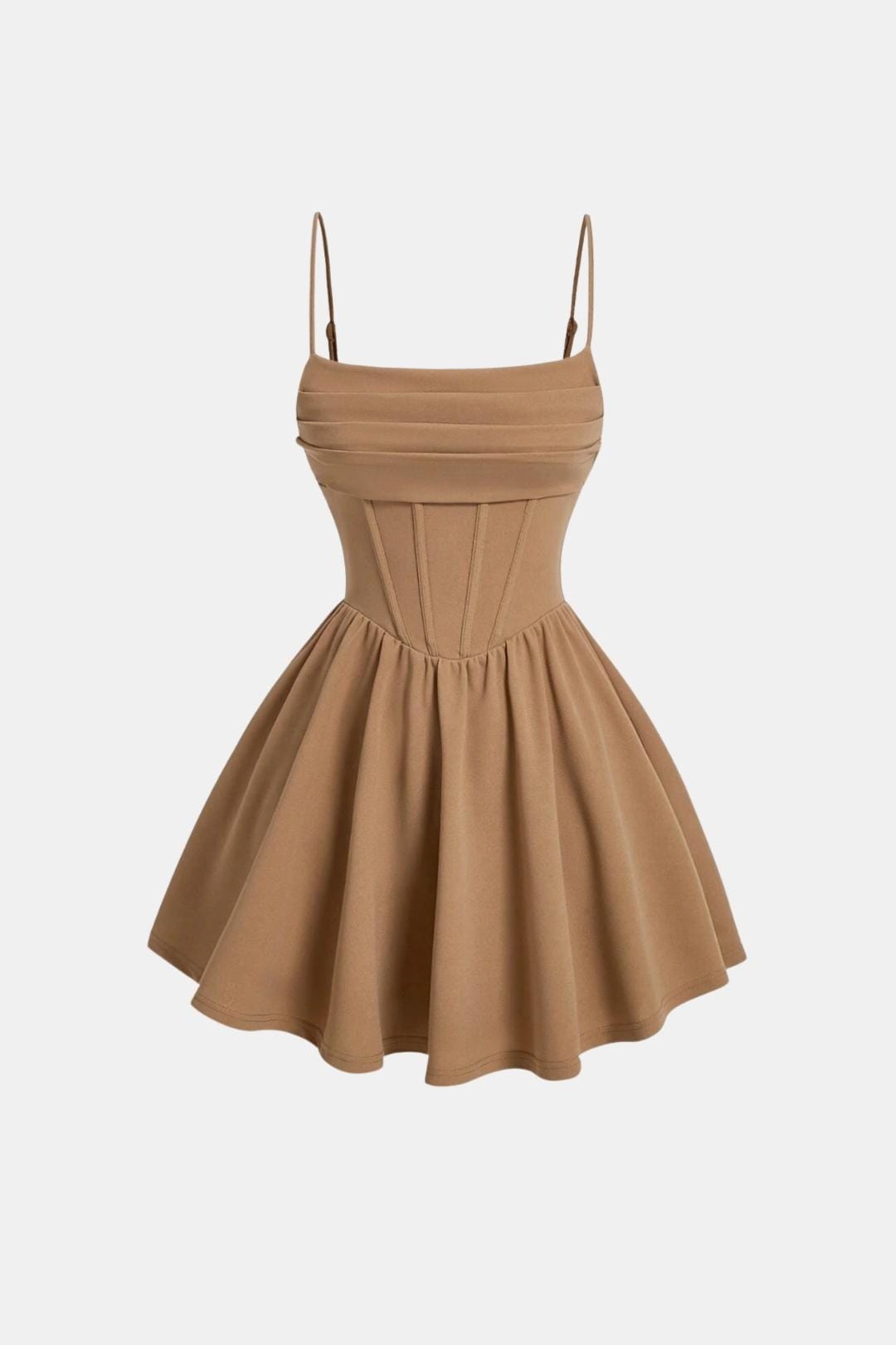 Brown dress with thin straps on a white background