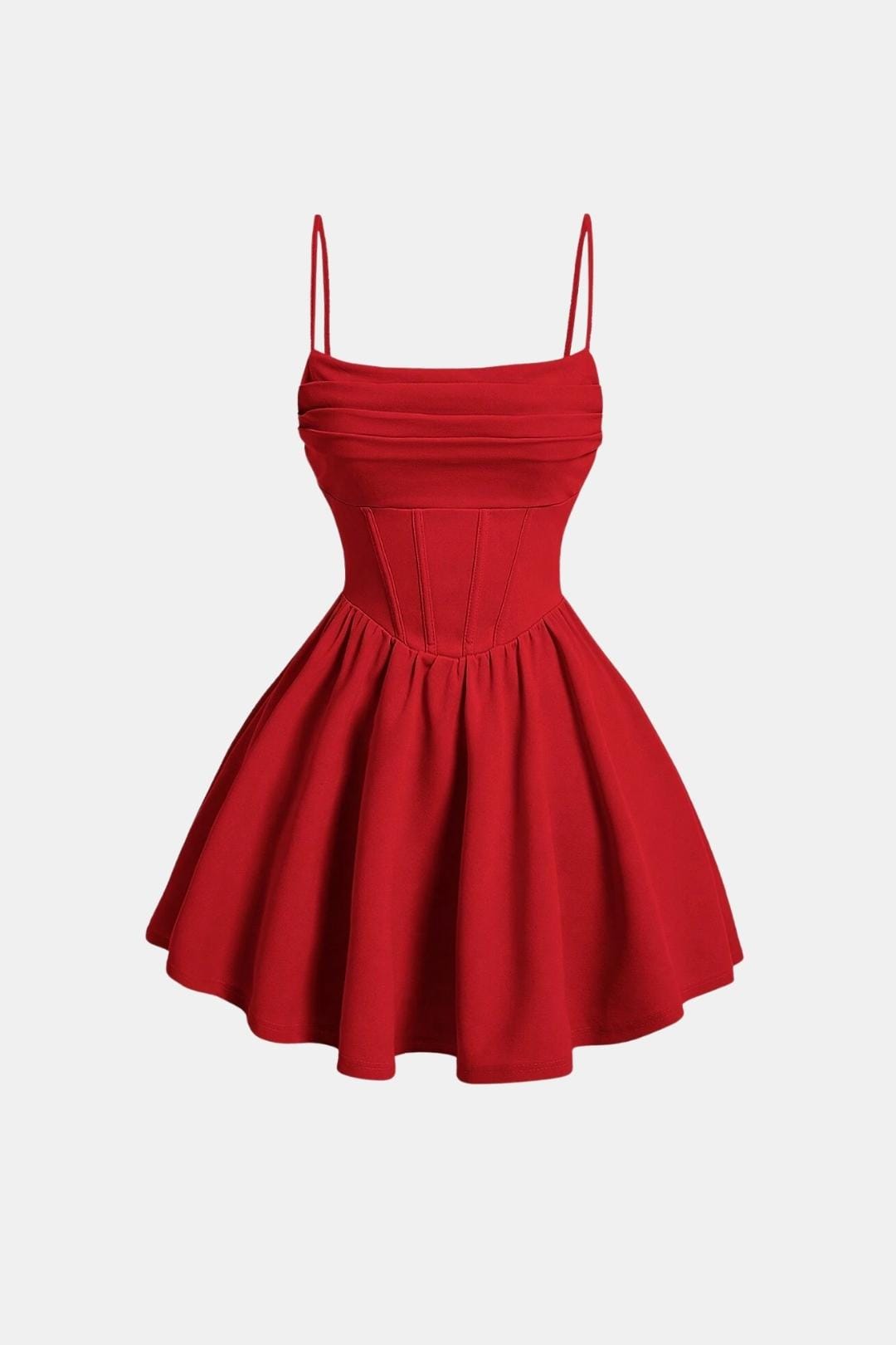 Red dress with thin straps on a white background