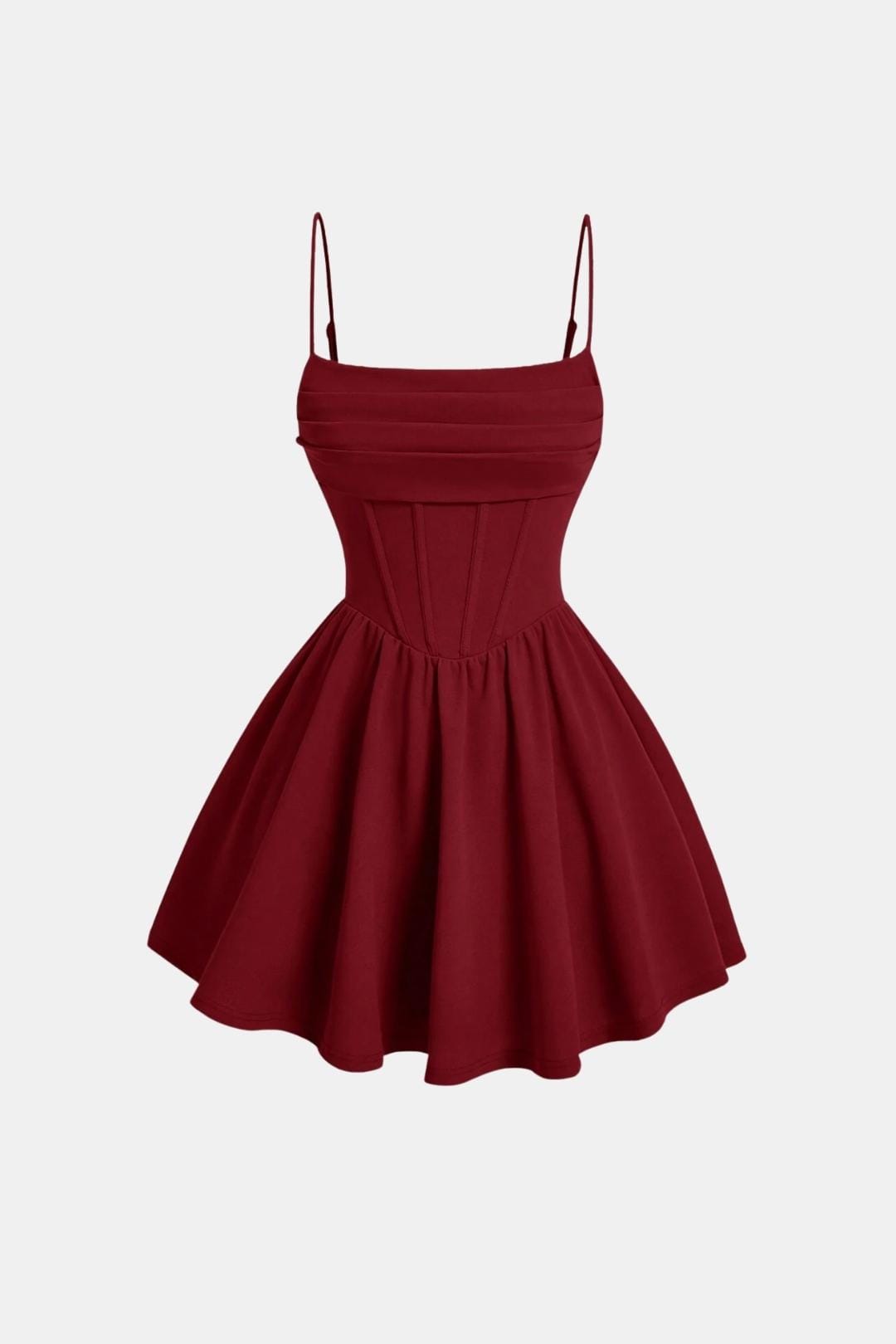 Red dress with thin straps on a white background