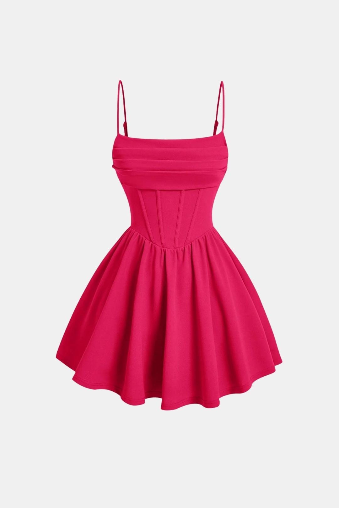 Pink dress with thin straps on a white background