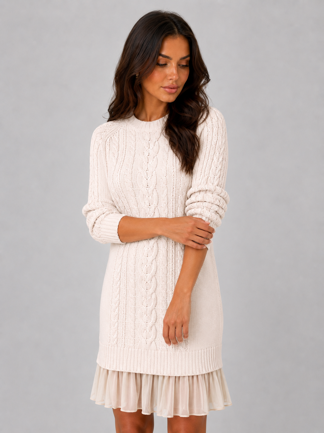 Talise cable knit jumper mini dress - back view
