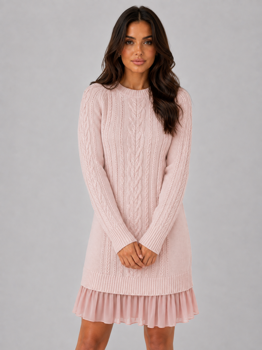 Talise cable knit jumper mini dress - detail view
