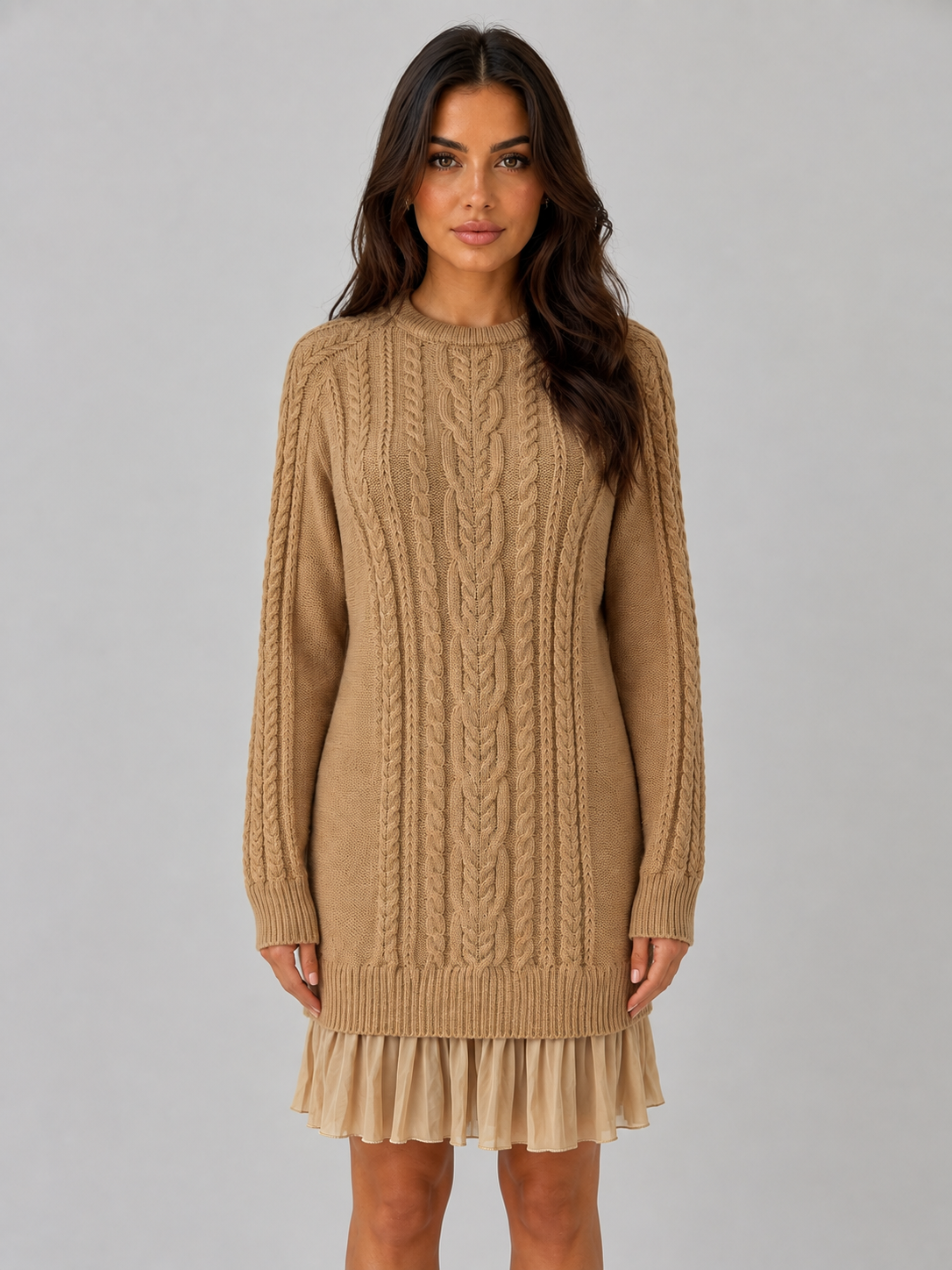 Talise cable knit jumper mini dress - styled outfit