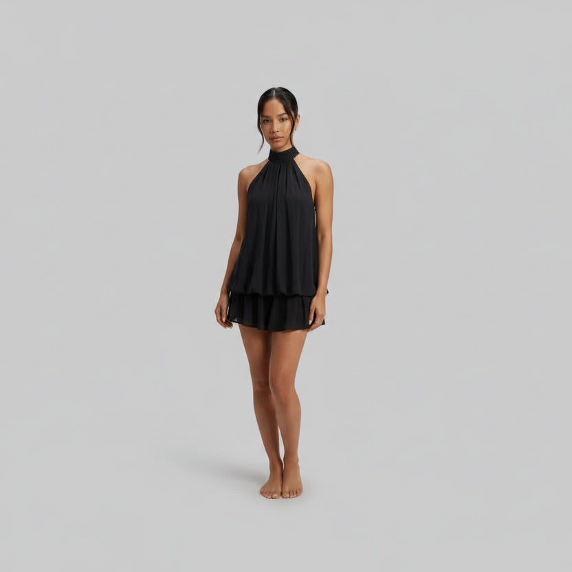 Tamsin halter layered mini dress - side view