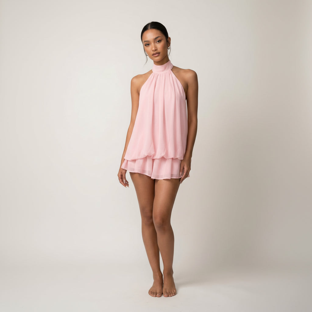 Tamsin halter layered mini dress - styled outfit 2