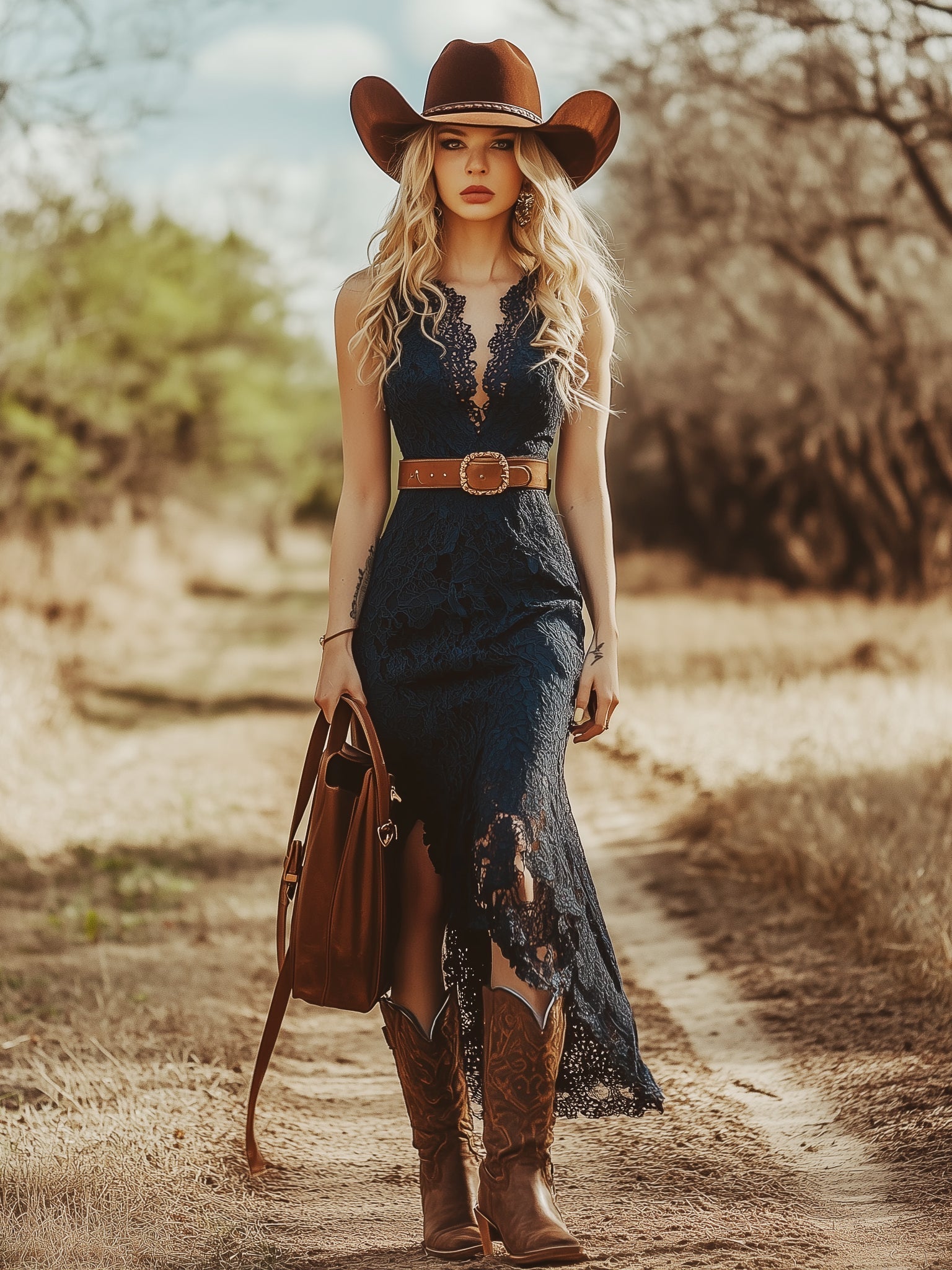 Pearl lace V neck midi dress - back view