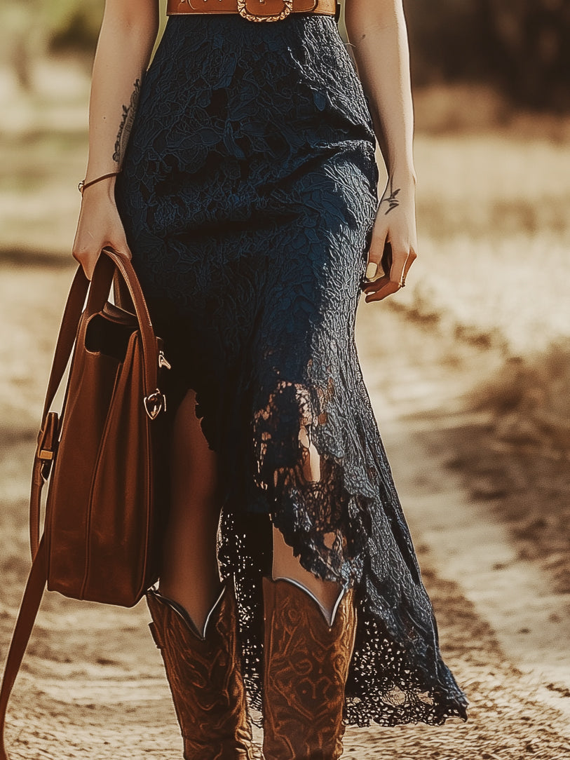 Pearl lace V neck midi dress - color option