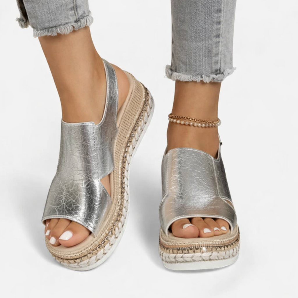 Tirzah summer wedge sandals - color Silver