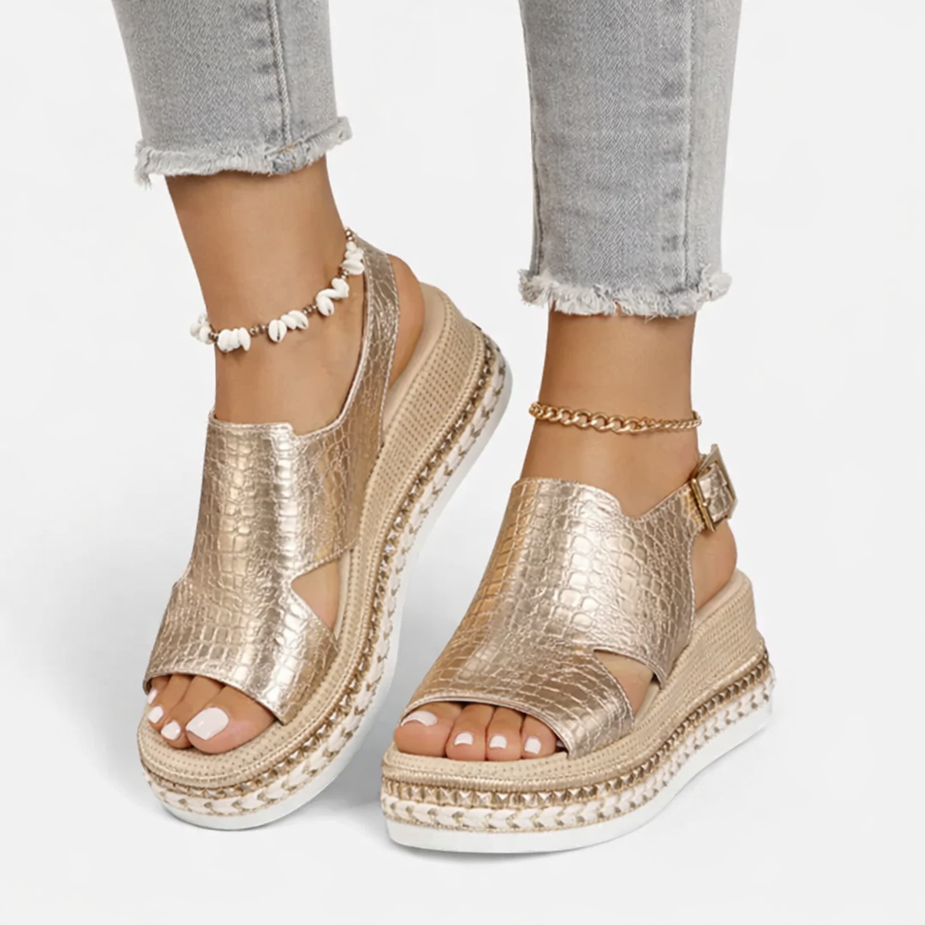 Tirzah summer wedge sandals - color Gold