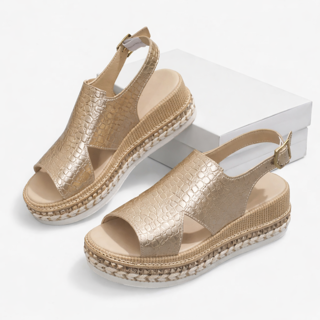 Tirzah summer wedge sandals - styled outfit