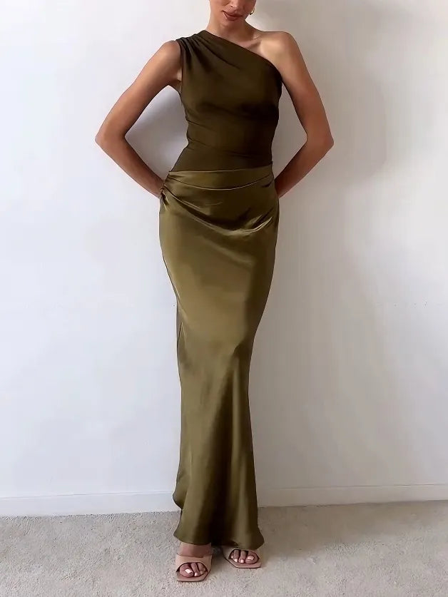 Trude one shoulder maxi evening dress - additional angle 1