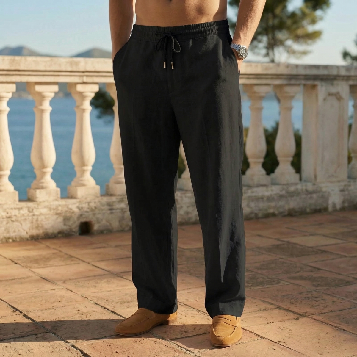 Ulysses linen track pants - detail view