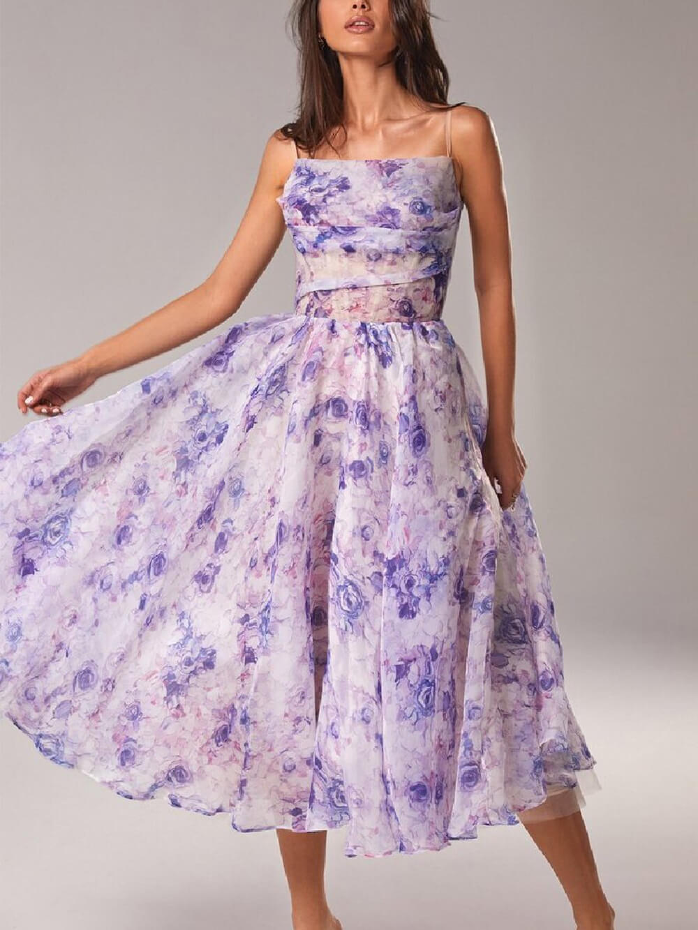 Uma floral spaghetti strap A-line midi dress - side view
