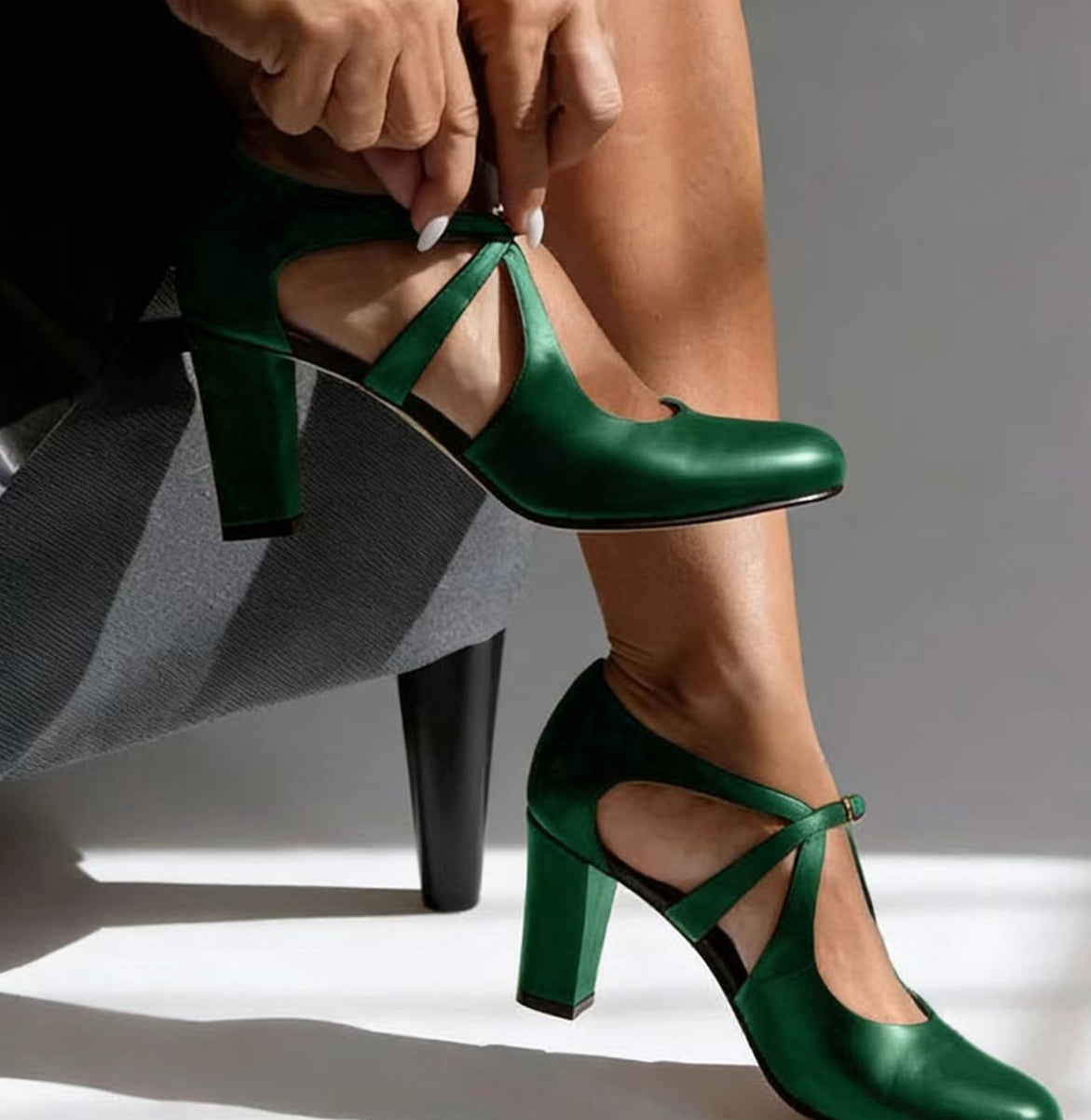 Ursuline strap heels - side view