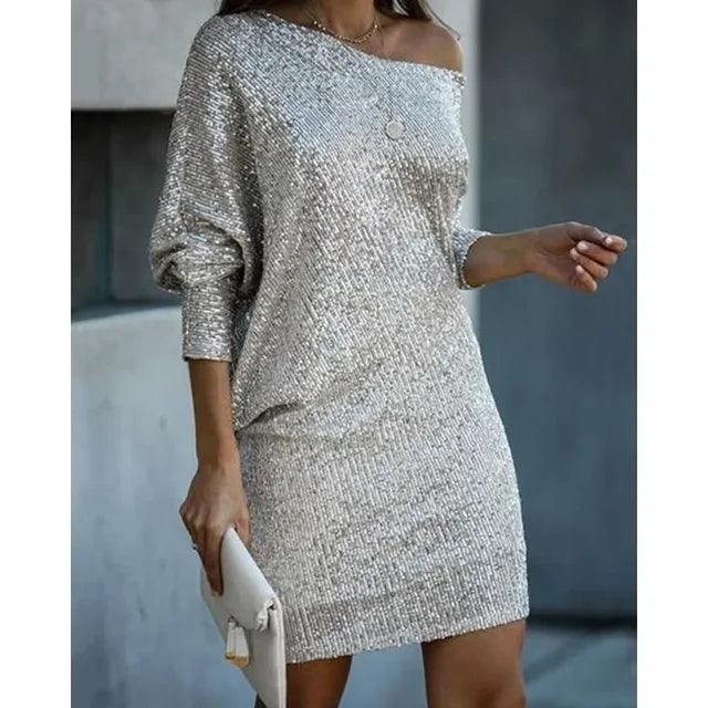 Valentina off shoulder sequin mini dress - full look