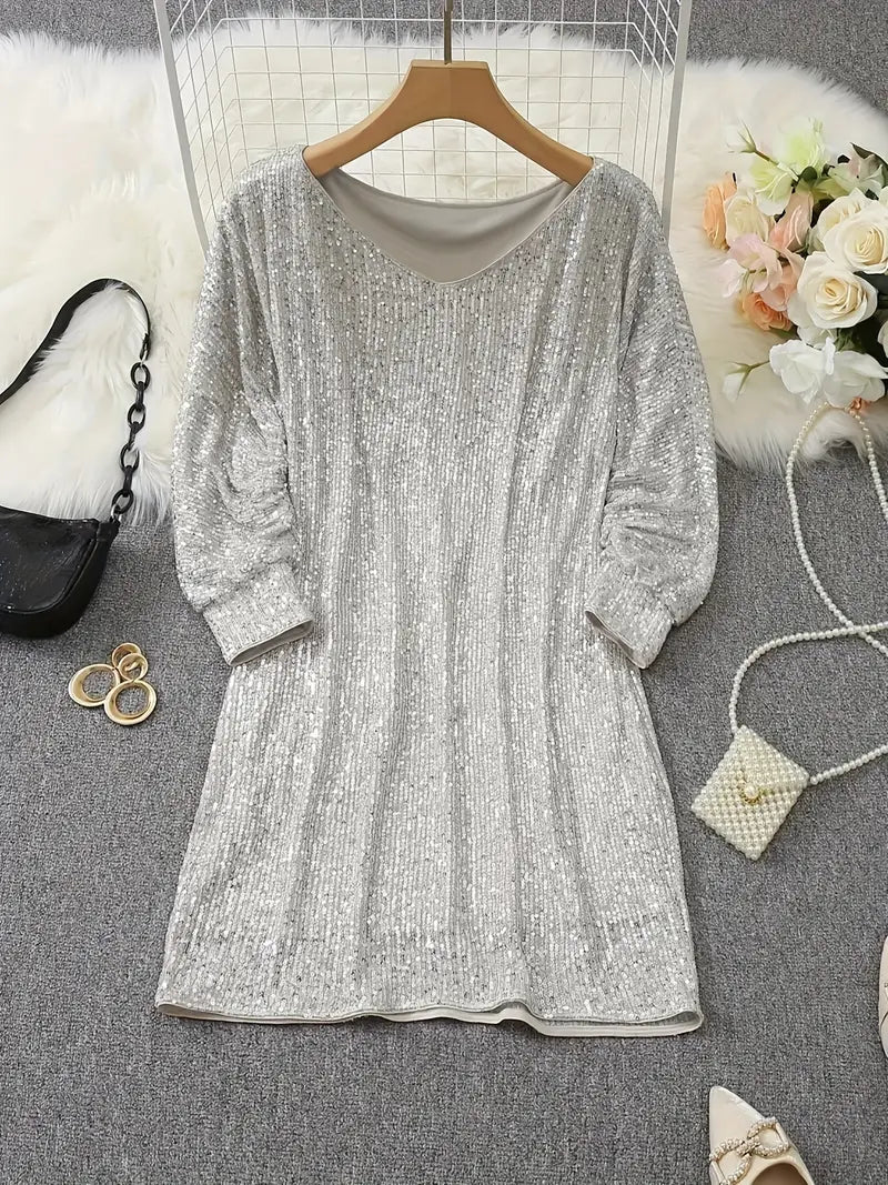 valentina off shoulder sequin mini dress - full look