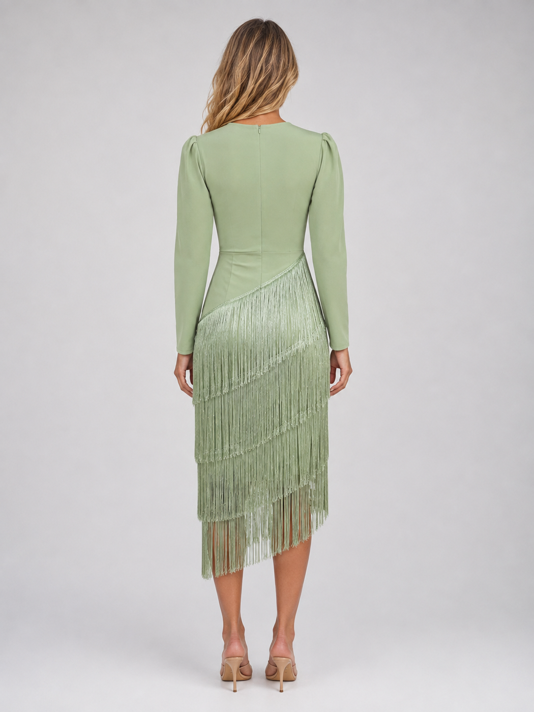 Verena fringe midi occasion dress - side view