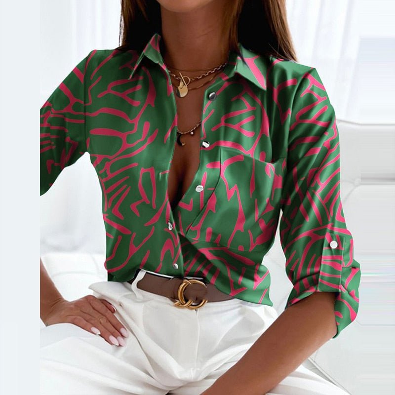Vesna collared printed blouse - styled view