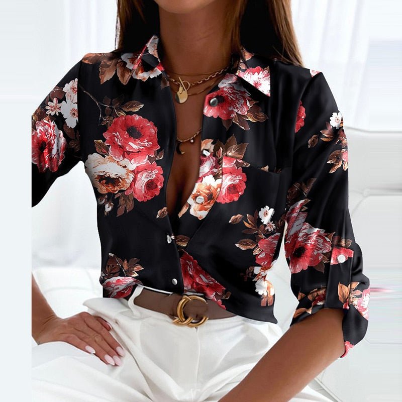 Vesna collared printed blouse - styled view