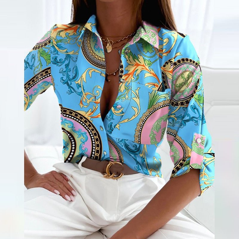 Vesna collared printed blouse - styled view