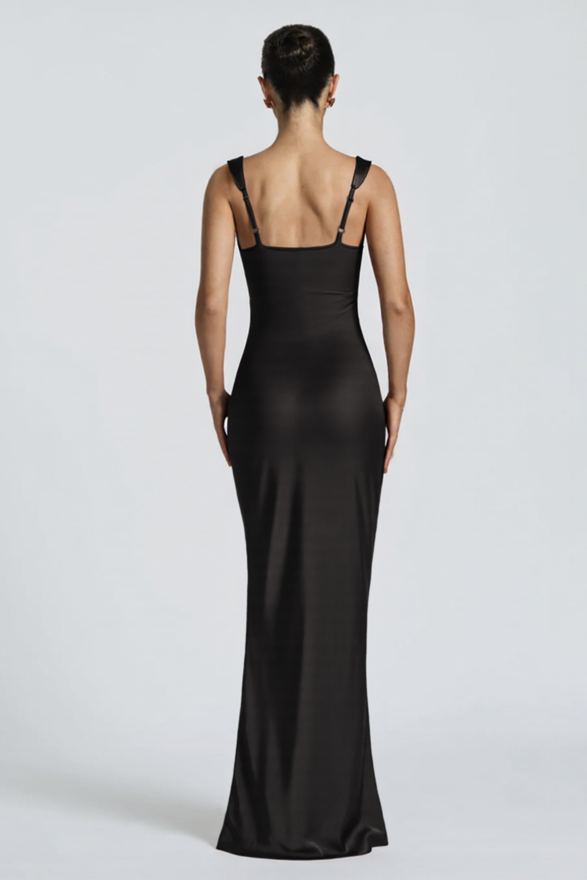 Black evening gown on a white background