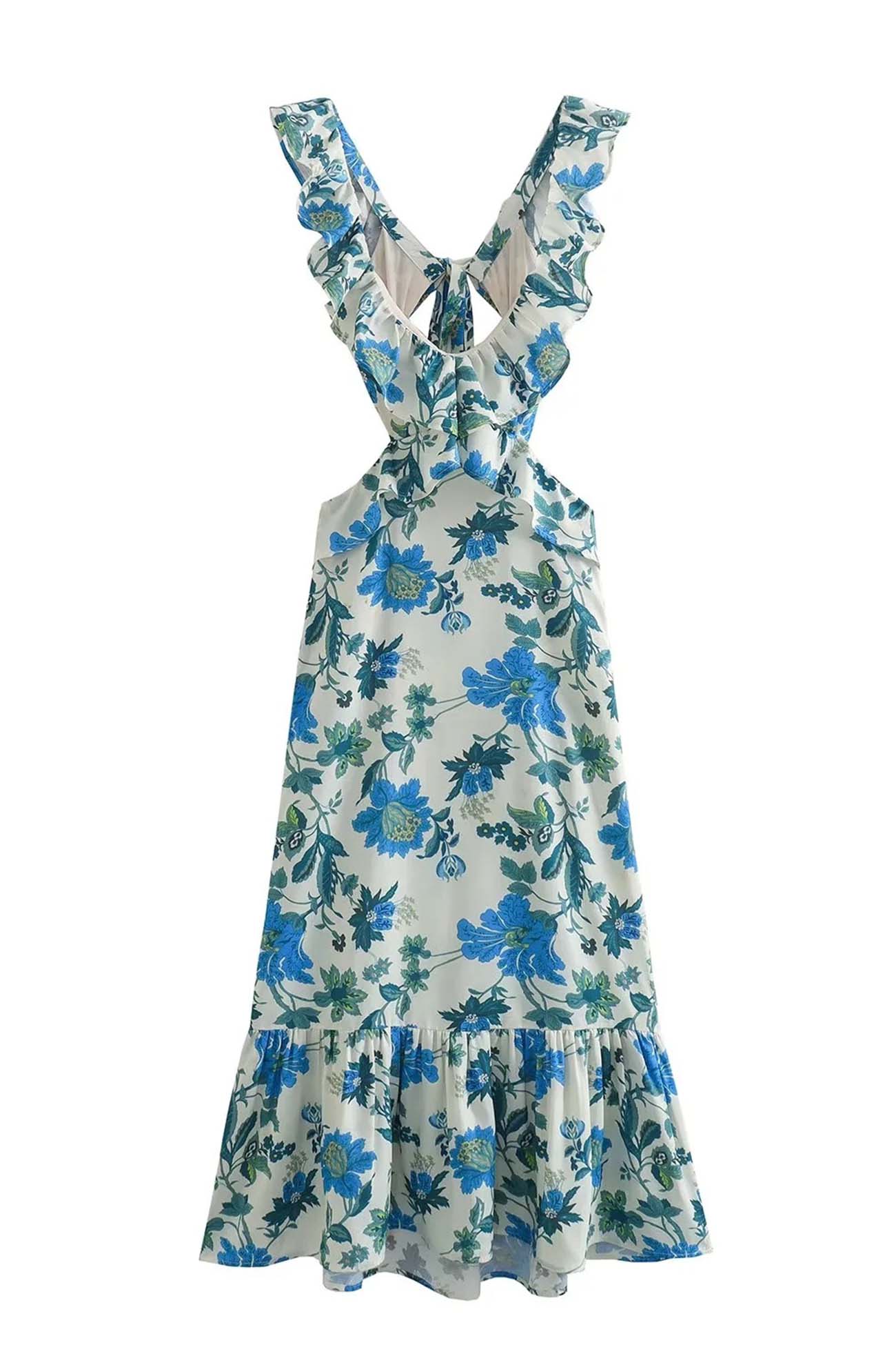 Wanda ruffle strap floral maxi dress - full look