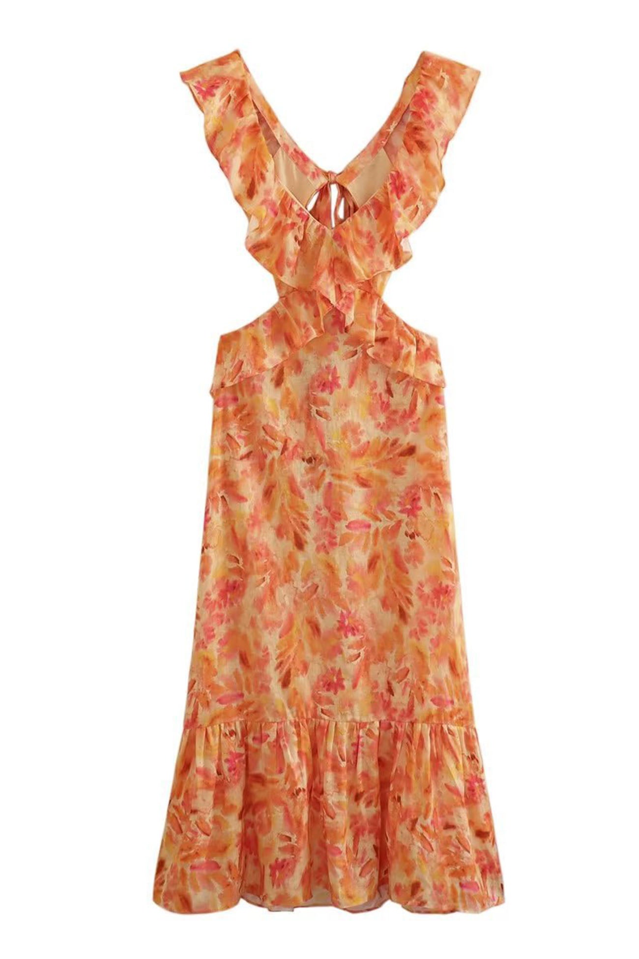 Wanda ruffle strap floral maxi dress - additional angle 1