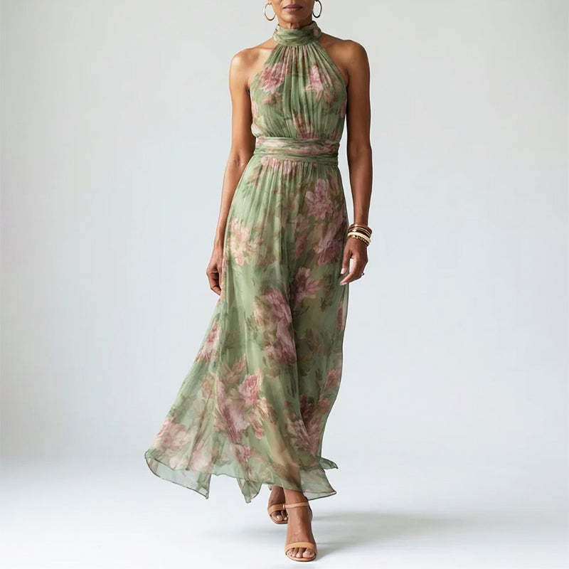 Wiebke floral halter maxi dress - styled outfit
