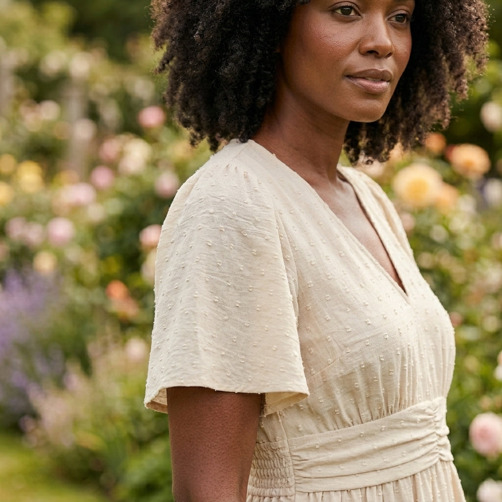 Winifred V neck summer midi dress - styled outfit