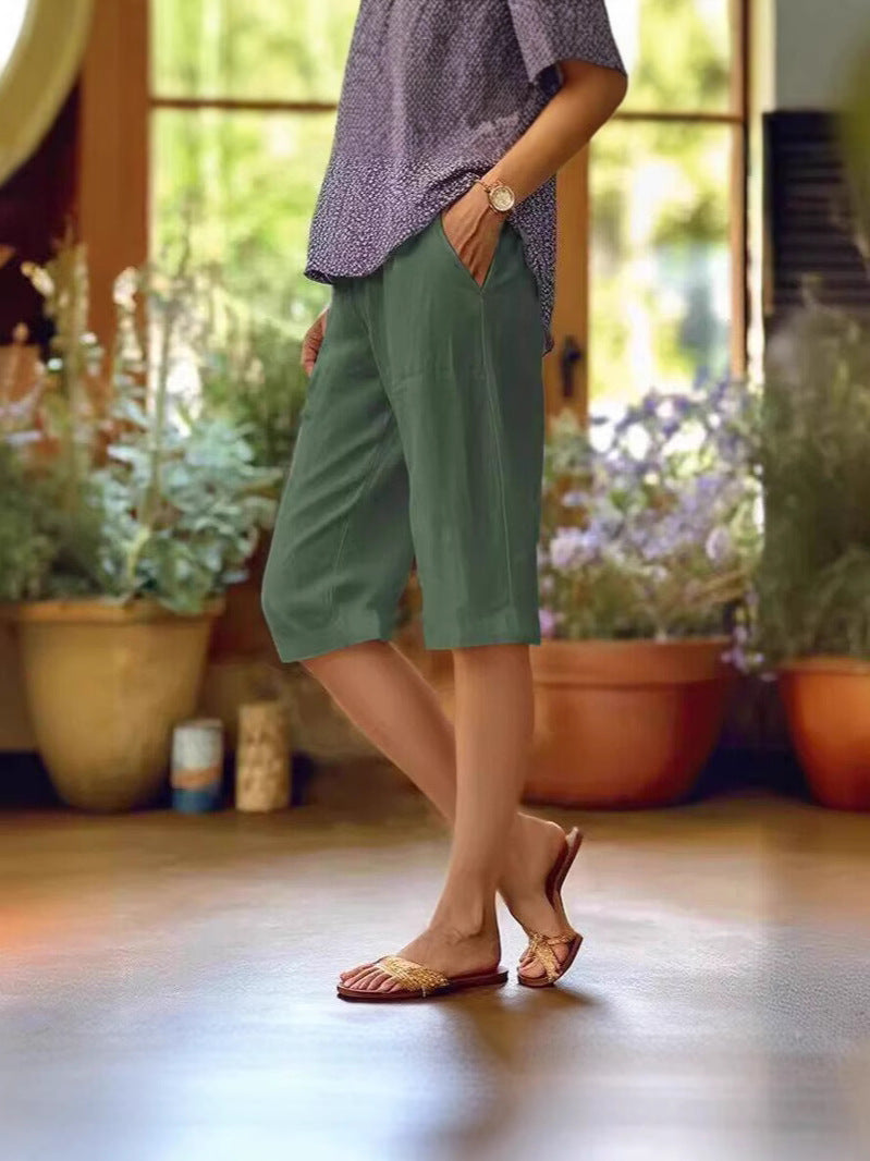 Yseult relaxed linen shorts - detail view