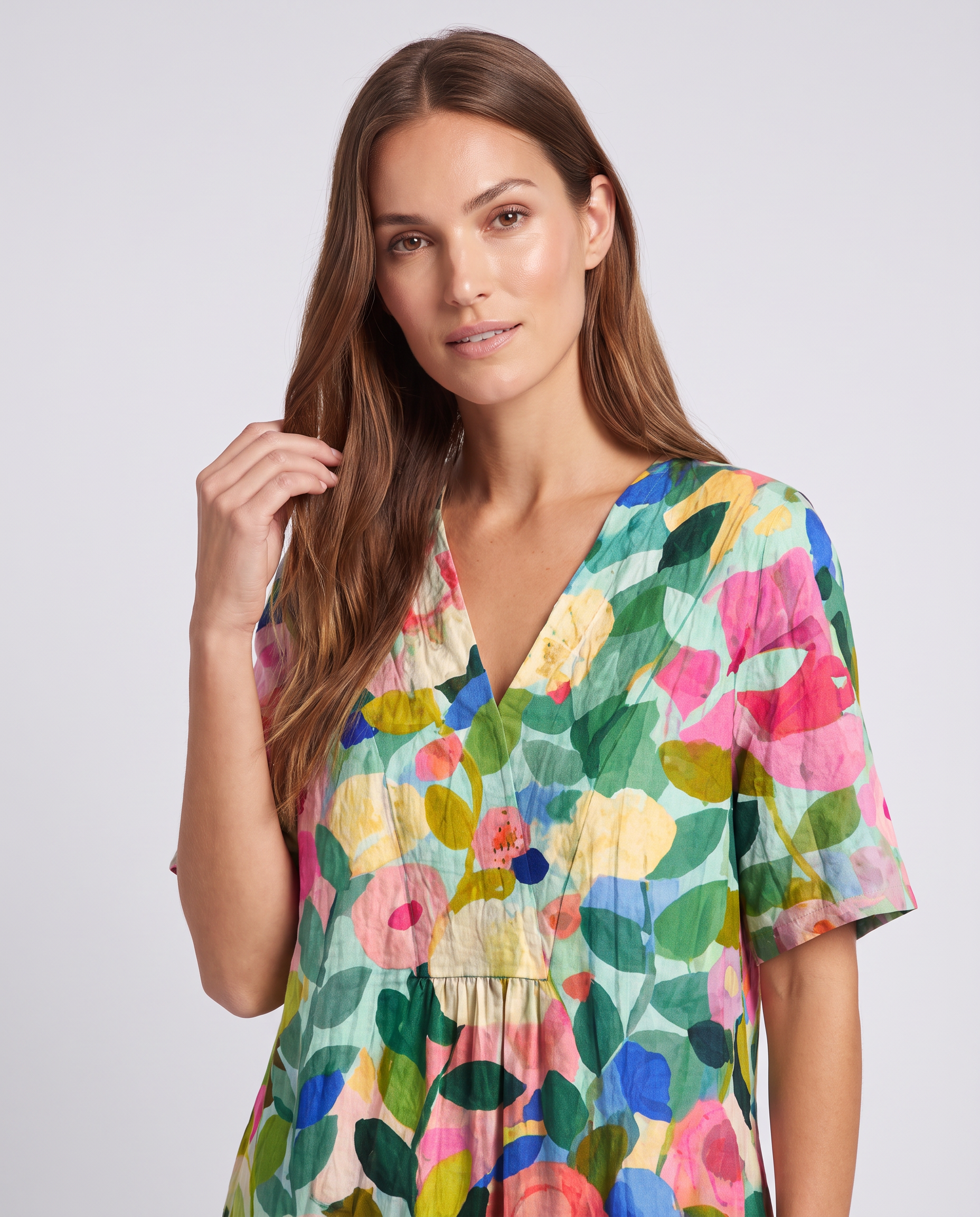 Zara floral V neck midi dress - styled outfit