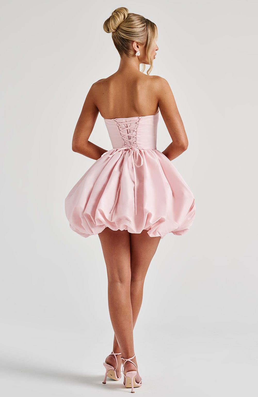 Zoe strapless bubble hem mini dress - full look 3